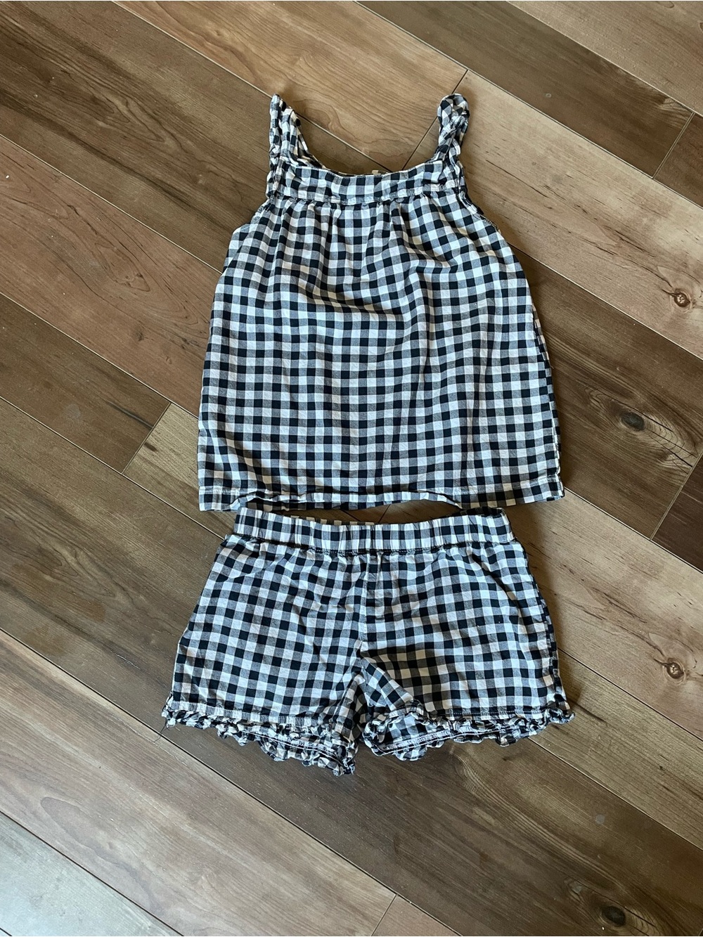 Cotton Gingham Matching Tank and Shorts Set